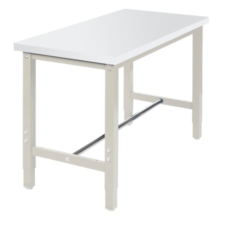 Global Industrial 48x24 Adj Height Workbench, Square Tube Leg, Laminate Safety Edge Tan 249405TN